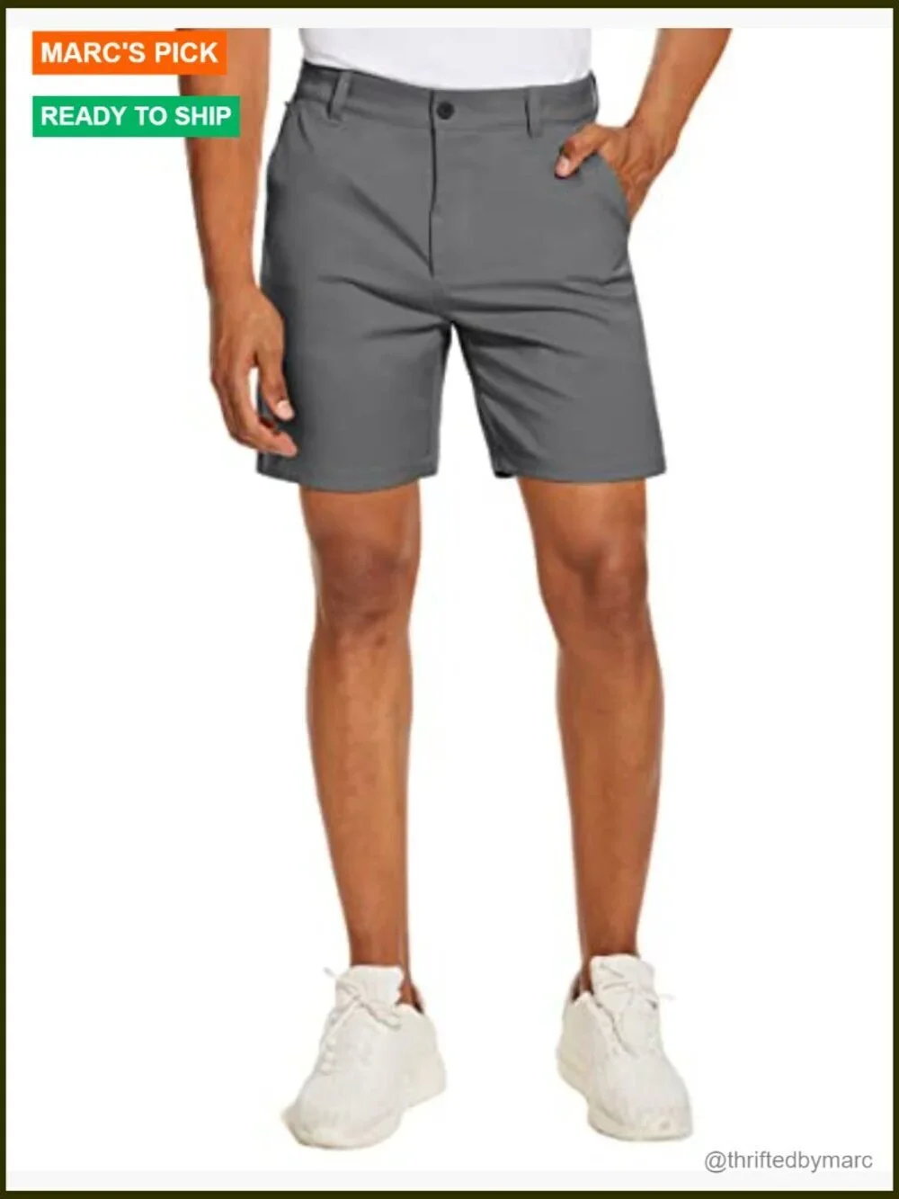 Men's 7-Inch Golf Shorts Quick Dry Lightweight Flat Front Hybrid Pockets